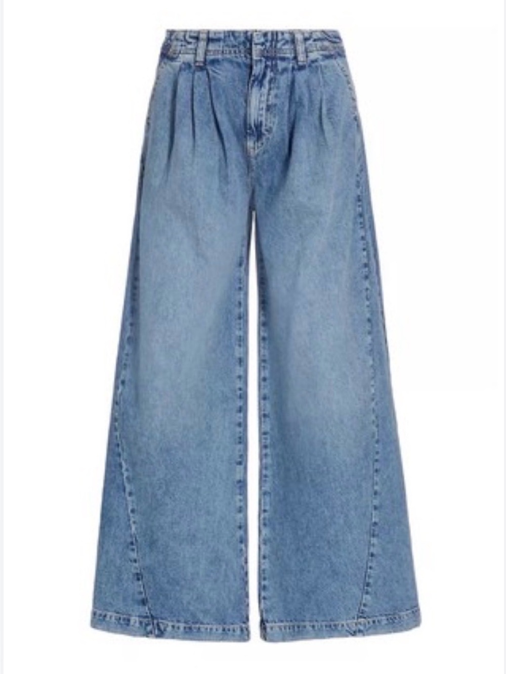 Free People We The Free Equinox Wide Leg Pleated Jeans 28 Blue 100% Cotton